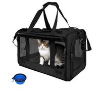 SHJOEE Soft Sided Cat/Dog/Pet/Puppy Carrier Bag Portable Pets Transport Carrier Foldable Travel Bag With Shoulder Strap & Removable Mat for Cats Kitten Puppy for Car Travel,Bus, Subway,Picnic,Hiking