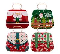shjxi Christmas Tin Containers | Retro Tins | Holiday Food Storage Containers | Metal Nesting Containers Cookie Tin Set Christmas Treat Containers Vintage Inspired Tin Containers for Christmas