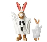 shjxi Ghost Bunny Statue, Resin Halloween Figurine, Funny Ghost Rabbit, Gothic Art Ghost Statue, Halloween Decoration, Cute Rabbit Display, Spooky Rabbit Statue for Bookshelf and Dormitory