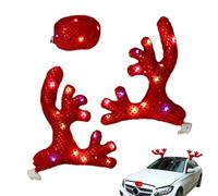 shjxi Reindeer Car Decoration - Christmas LED Light Antlers, Funny Auto Costume Kit for Winter Holidays, Adds Cheerful Festive Charm to Vehicles, Perfect for Family Gatherings & New Year Celebrations