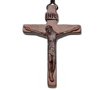 shjxi Wooden Crucifix Necklace for Men, Vintage Cross Pendant to Fashion Jewelry, Interactive Handmade Drop Charm with Rare Religious Design, for Baptism Church Gift Boys Girls 2.36x1.65 Inches