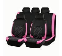 Shkalacar 9PCS Universal PU Leather Car Seat Covers Full Set All-Season Auto Seat Protectors with Airbag Compatible for Most Cars (Pink)