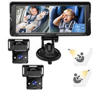 Shkalacar Baby Car Camera Dual Channel 6.8 inch 1080P, Car Baby Camera Display with 2 IR Night Vision Camera and 150° Wide View Angle for Rear Facing Seat