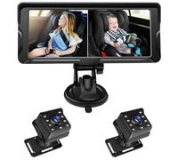 Shkalacar Baby Car Camera Dual Channel 6.8 Inch 1080P Monitor with IR Night Vision and 150° Wide Viewing Angle, Rotatable for Rear Facing