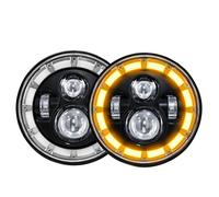 Shkalacar LED Headlights 2pcs, 7 Inch Round LED Headlight, Waterproof Headlamp with High Low Beam DRL Turn Signal, Car LED Headlights for Cars Motorcycles