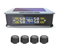 Shkalacar Tire Pressure Monitoring System Tire Monitoring System TPMS with Solar Power Type C Charging 4 External Sensors Real Time Display for Car SUV Off Road Vehicle