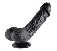 Shkanla Realistic Dildo, Soft Huge Silicone Penis with Strong Suction Cup for Hands-Free Play, Flexible Lifelike Dong with Curved Shaft for Vaginal G-spot and Anal Masturbation (Black XL)