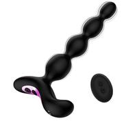 Shkanla Vibrating Anal Beads Butt Plug, Remote Control Silicone Anal Vibrator with 10 Vibration Modes, Graduated Design Waterproof Bullet Vibrator, Adult Sex Toys for Men, Women and Couples