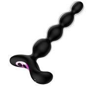 Shkanla Vibrating Anal Beads, Silicone Butt Plug with 10 Vibration Modes Graduated Design Anal Vibrator Prostate Massager Waterproof Adult Sex Toy for Men, Women and Couples