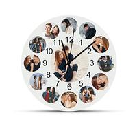 SHKINETARRY Custom Photo Wall Clock, Personalized Kitchen Living Room Bedroom Round Silent Clock, Customized Clocks for Anniversary Birthday Wedding Valentine's Day Christmas