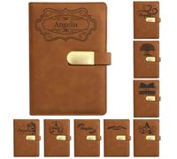 SHKINETARRY Personalized Notebook Journal Custom Notebook with Engraved Name Text Customizable Leather Journal for Men Women