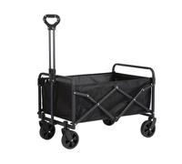 ShkitAelling Festival Trolley Foldable Camping Wagon 100L Black, Adjustable Handle Large Capacity Wheeled Cart for Beach Trips, Camping Adventures, Garden Work, Shopping and Outdoor Activities