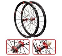 SHKJ 700C Bicycle Front & Rear Wheel 40mm Depth Clincher Carbon Road Bike Wheels Set V/C Brake Rim Sealed Bearing Carbon Fiber Rear Wheel for 8 9 10 11 Speed (Color : Red, Size : 700C)