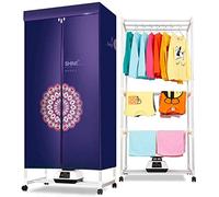 SHKUU Portable Clothes Dryer Electric Drying Racks,Folding 1200w Warm Air Drying Wardrobe,3Tier Indoor Dry Hot Drying Machine Automatic Timer with Remote Control The New