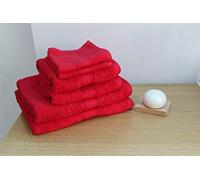 SHL - 100% Cotton 6 Piece 500 Gsm Towel Bale Set - 2 Face Flannels, 2 Hand Towels & 2 Bath Towels (Red)