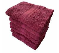 SHL Burgundy 100% Cotton 500 GSM Soft & Absorbent Hand Towels 50 x 85 cm - 6 Pack