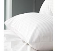 SHL - Extra Large Polycotton King Size Pillow Cases 20" x 36" - 1 Pair (White Satin Stripe)