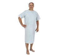 SHL Hospital Patient Gowns, Polycotton Fabric, Blue/Green Diamond Pattern, One Size, 2-Pack