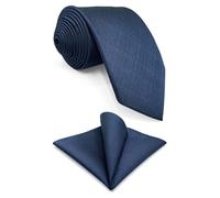 Shlax&Wing Business Neckties Mens Tie Solid Blue Classic Extra Long XL Set
