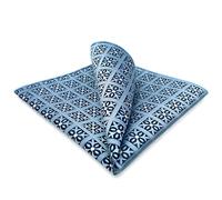 SHLAX&WING Designer Blue Pocket Square For Men Slate Blue Checkered Checks New Classic