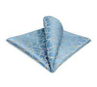 SHLAX&WING Designer Paisley Mens Pocket Square Handkerchief Slate Blue Light Yellow Gift