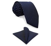 Shlax&Wing Extra Long Size Dots Blue Navy Mens Neckties Ties For Men Silk