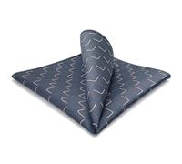 SHLAX&WING Geometric Mens Pocket Square Dark Gray Blue for Suit Jacket Gift