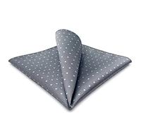 Shlax&Wing Grey Blue Dots Mens Pocket Square Silk Large Hanky For Business