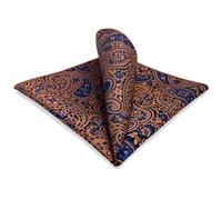 shlax&wing Men's Pocket Square Paisley 12.6" Orange Blue