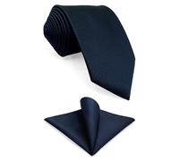 Shlax&Wing Neckties Solid Blue Navy Silk Ties for Men Silk Navy