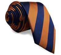 SHLAX&WING New Blue Orange Striped Neckties for Men Tie Set Business Classic 57.5"