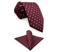 Shlax&Wing Red Dots Maroon Wedding Necktie Men's Tie Fashion Extra Long 63"