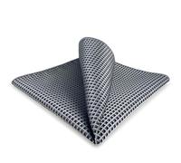 Shlax&Wing Solid Black Silver Mens Hanky Business Pocket Square Silk