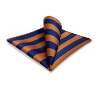 SHLAX&WING Stripes Mens Pocket Square Orange Blue New for Wedding Party Large