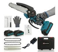 SHLEDECOR Mini Chainsaw Cordless, 8 Inch Electric Power Chain Saw with 2 Batteries & 2 Chains, 4000w Small lightweight with Safety Lock for Tree Trimming, Garden, Wood Cutting Gift for Men Dad Husband
