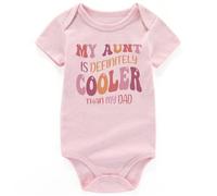 shlrzy Aunt Cooler Than My Dad Baby Bodysuit Newborn Baby Grow, Aunt Cooler Than Dad Pink, 3-6 Monate