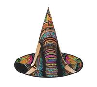 SHLXMDNZ Colorful elephant Print Halloween Cone Witch Hat Cosplay For Women Wizards Hat Masquerade Halloween Party Accessories