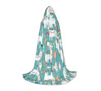 SHLXMDNZ Cute Llama print Hooded Cape For Teenagers, Perfect cloak for Halloween and Theme Parties