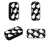 SHLXMDNZ Cute White Ghost Halloween Patternminimally Printed Large Capacity Pencil Case With European, American, Retro, Modern, Gothic Style Makeup Special Pencil Case