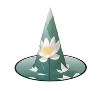 SHLXMDNZ Dragonfly with Water Lily Print Halloween Cone Witch Hat Cosplay For Women Wizards Hat Masquerade Halloween Party Accessories