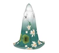 SHLXMDNZ Dragonfly with Water Lily print Hooded Cape For Teenagers, Perfect cloak for Halloween and Theme Parties