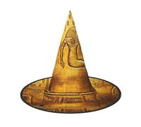 SHLXMDNZ Egypt Hieroglyphics Print Halloween Cone Witch Hat Cosplay For Women Wizards Hat Masquerade Halloween Party Accessories