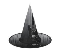 SHLXMDNZ electric guitar Print Halloween Cone Witch Hat Cosplay For Women Wizards Hat Masquerade Halloween Party Accessories