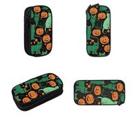 SHLXMDNZ Green Ghost Horror Halloween Pumpkinminimally Printed Large Capacity Pencil Case With European, American, Retro, Modern, Gothic Style Makeup Special Pencil Case