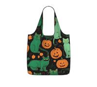 SHLXMDNZ Green Ghost Horror Halloween Pumpkinprinted Storage Shopping Bag, Lightweight And Durable, 25l Large Capacity, Reusable, Foldable, And Can Be Slung Diagonally