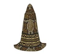 SHLXMDNZ Hawaiian Tapa Honu Turtle print Hooded Cape For Teenagers, Perfect cloak for Halloween and Theme Parties