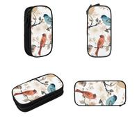 SHLXMDNZ Japanese Pine & Birdsminimally Printed Large Capacity Pencil Case With European, American, Retro, Modern, Gothic Style Makeup Special Pencil Case