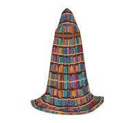 SHLXMDNZ library bookshelf print Hooded Cape For Teenagers, Perfect cloak for Halloween and Theme Parties