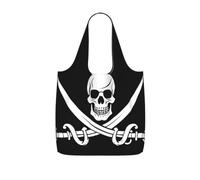 SHLXMDNZ Pirate Flagprinted Storage Shopping Bag, Lightweight And Durable, 25l Large Capacity, Reusable, Foldable, And Can Be Slung Diagonally