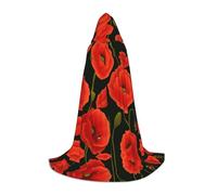 SHLXMDNZ poppy flowers print Hooded Cape For Teenagers, Perfect cloak for Halloween and Theme Parties